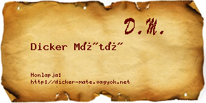 Dicker Máté névjegykártya
